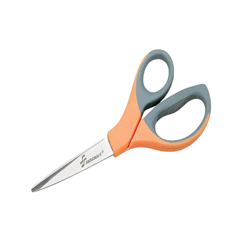 SKILCRAFT 8.25 Stainless Steel Standard Scissors, Black/Orange