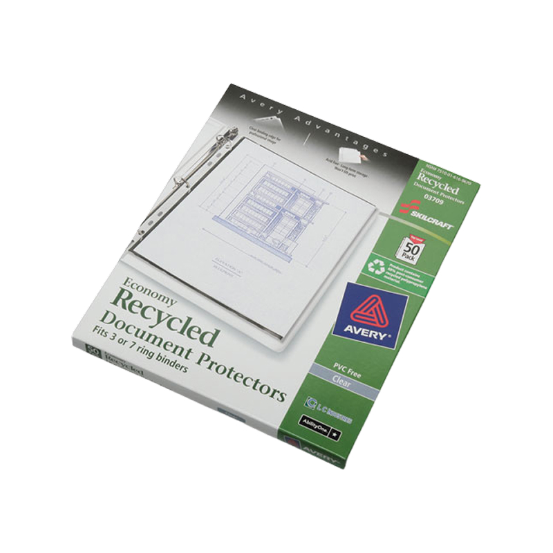Document Protector, Transparent, 3 Hole Punched, 8 1/2 x 11, 50/Bx