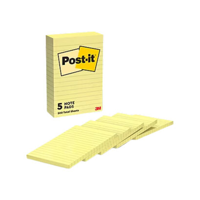 Recycled Sticky Notes, 4 x 6, Sunshine Collection, Lined, 100 Sheets/Pad, 5 Pads/Pack