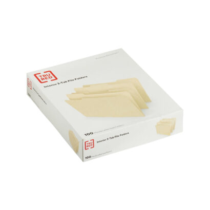 30% Recycled File Folders, 1/3-Cut Tab, Letter Size, Manila, 100/Box