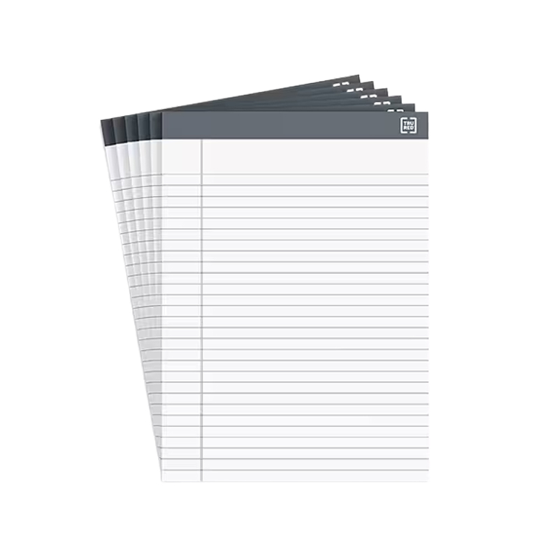 TRU RED Notepad, 5 x 8, Narrow Ruled, White, 50 Sheets/Pad, Dozen Pads/Pack