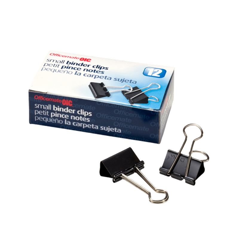 Small Binder Clips, 0.25 Capacity, Black, 12 Clips/Pack