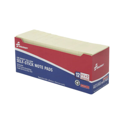 Skilcraft Recycled Notes, 3 x 5, Yellow, 100 Sheet/Pad, 12 Pads/Pack