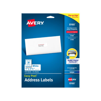 Avery Easy Peel Inkjet Address Labels, 1 x 2 5/8, Matte White, 750 Labels/Pack