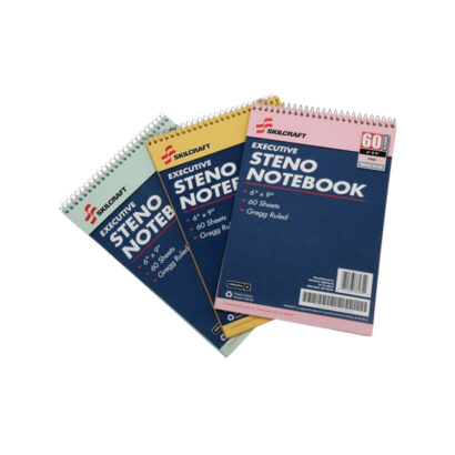 Recycled Steno Book, Gregg Rule, 6 x 9, White, 60 Sheets/Pad, 3/PK