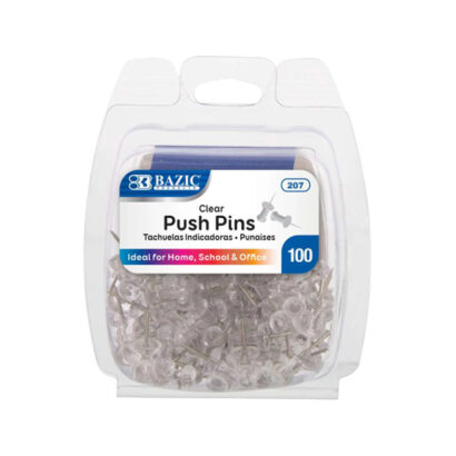 Pushpins, Clear, 100/Box