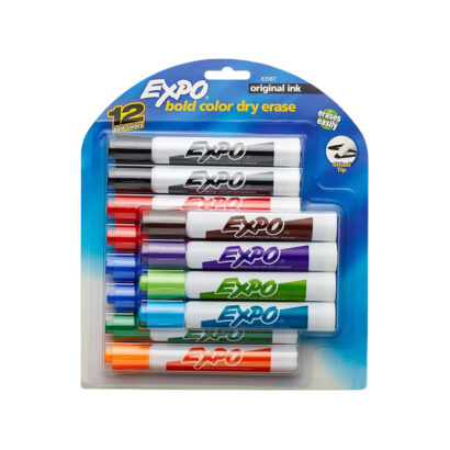 Expo Tank Dry Erase Marker, Chisel Tip, Assorted Colors, 12/Pack