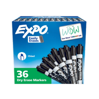 Expo Dry Erase Markers, Chisel Tip, Black, 36/Pack
