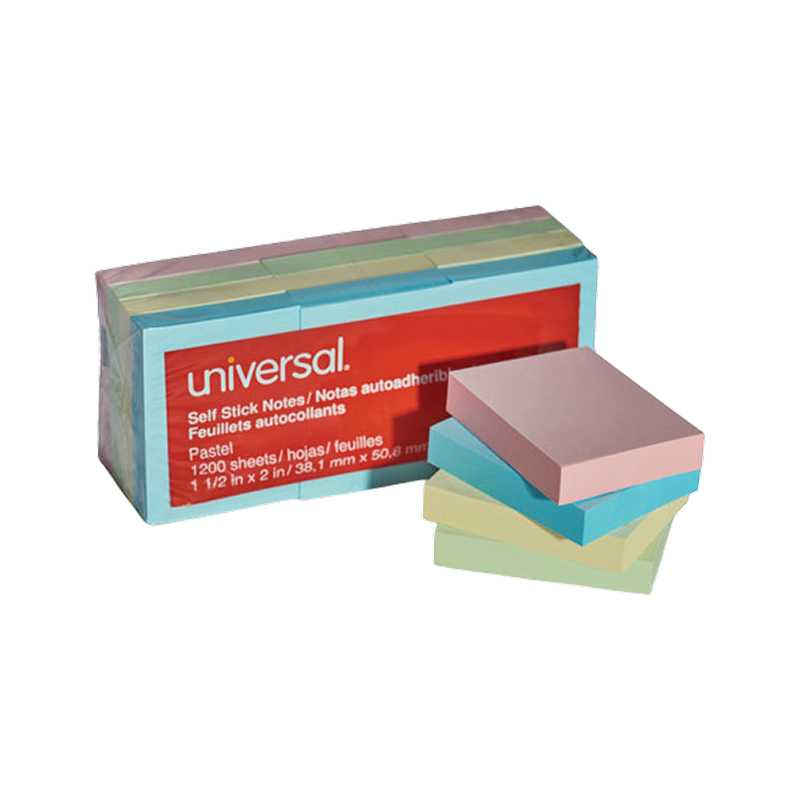 Self-Stick Sticky Note, 1.5 x 2, Multicolor, 100 Sheets/Pad, 12 Pads/Pack