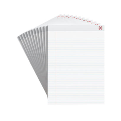 TRU RED Notepads, 8.5 x 11.75, Wide Ruled, White, 50 Sheets/Pad, Dozen Pads/Pack