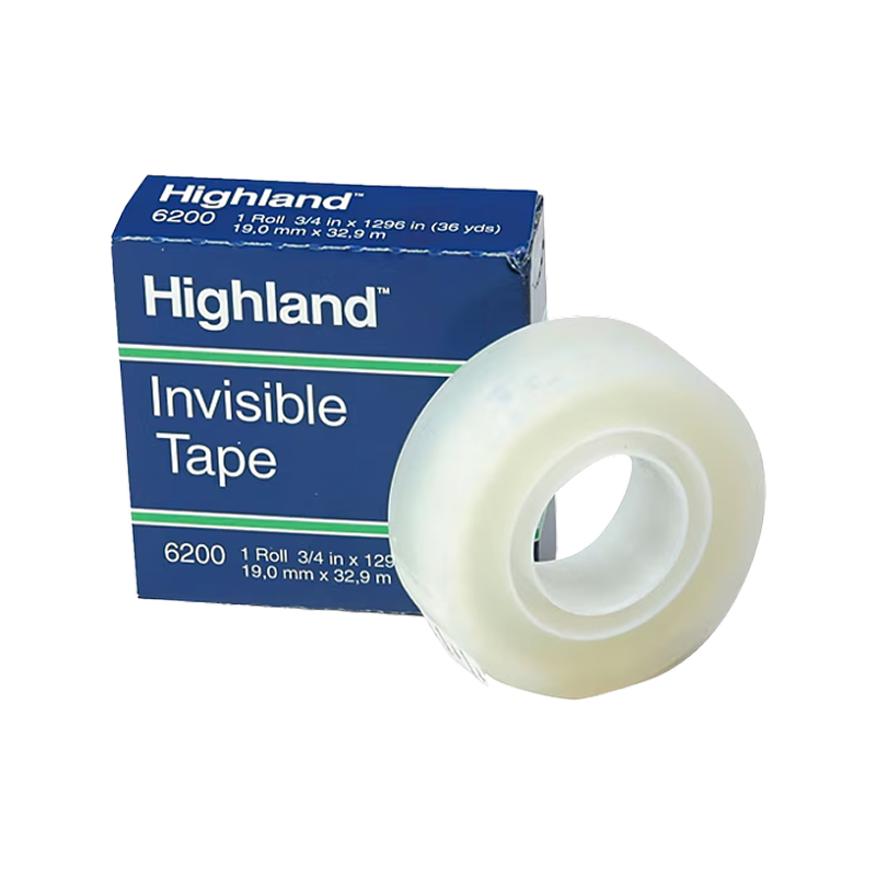Highland Transparent Clear Tape, 0.75 x 36 yds., 1 Core, Transparent