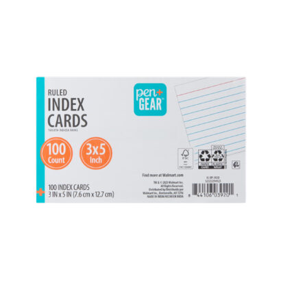 3 x 5 Index Cards, Narrow Ruled, White, 100/Pack