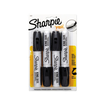 Sharpie King Size Permanent Markers, Chisel Tip, Black, 4/Pack