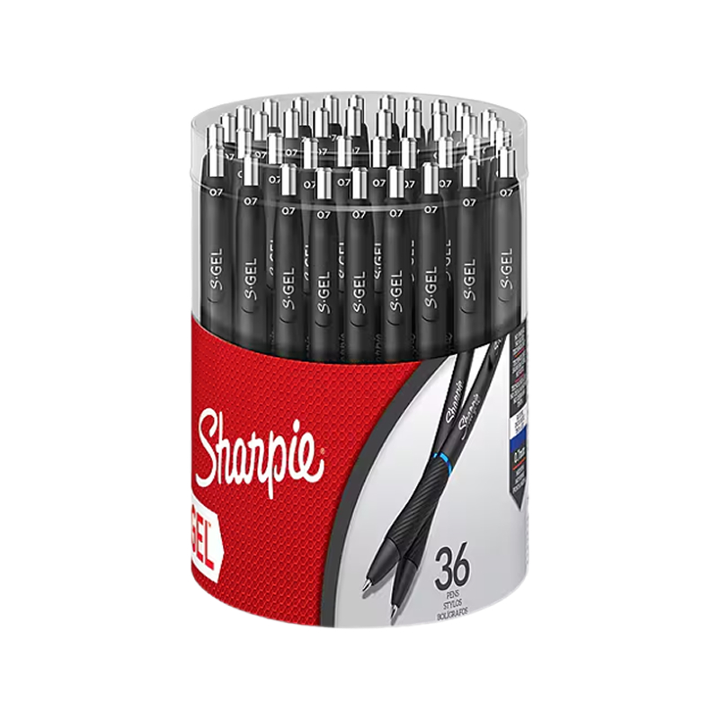 Sharpie S-Gel Retractable Gel Pens, Medium Point, 0.7mm, Black Ink, 36/Pack