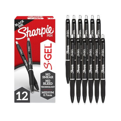 Sonix Retractable Gel Pens, Medium Point, 0.7mm, Black Ink, Dozen