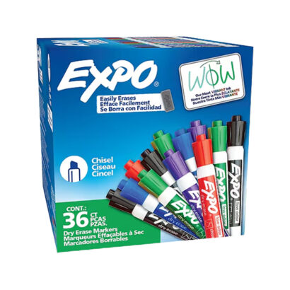 Expo Low Odor Tank Dry Erase Marker, Chisel Tip, Assorted Colors, 36/Pack