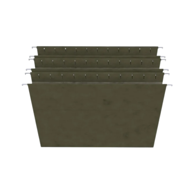 Reinforced Box-Bottom Hanging File Folders, 3 Expansion, 1/5-Cut Tab, Letter Size, Standard Green, 25/Box