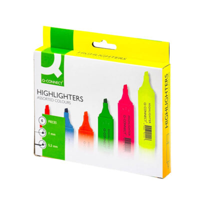 Highlighters, Assorted Fluorescent Colors, 6/Pk