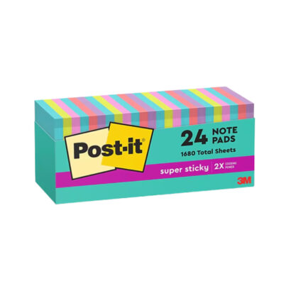 Post-it Super Sticky Notes, 3 x 3, Supernova Neons Collection, 70 Sheet/Pad, 24 Pads/Pack