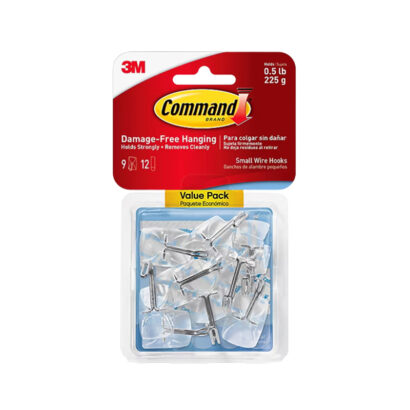 Command Damage Free Small Hook, 0.5 lb, Clear, 9/Pack