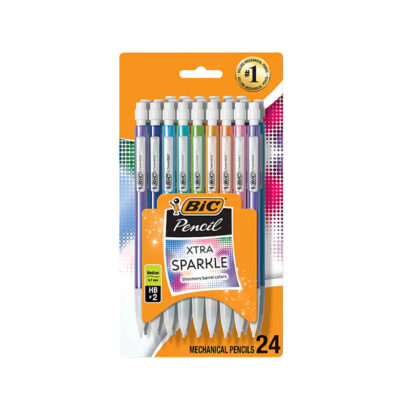BIC Xtra Sparkle Mechanical Pencils, 0.7mm, #2 Hard Lead, 24/Pack